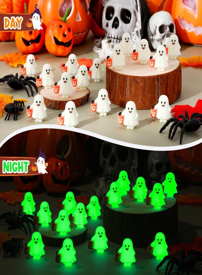 Simgoing 30 Pcs Halloween Mini Ghosts Figures Luminous Little Ghost Figures Glow in Dark Mini Statues Figurines to Hide and Seek Trick or Treat Gifts for Halloween Party Favors Dollhouse Toys - Image 4